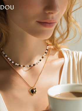 阿吉豆项链美拉德爱心虎眼石项链