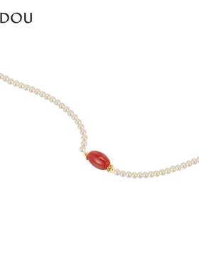 AJIDOU阿吉豆项链女珍珠项链时尚款珍珠温婉玛瑙首饰锁骨链颈链