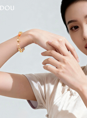 阿吉豆手链黄水晶国风玛瑙手串珠