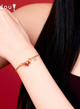 AJIDOU阿吉豆2026马年属马本命年红绳编织绳马上有钱女款好运手链