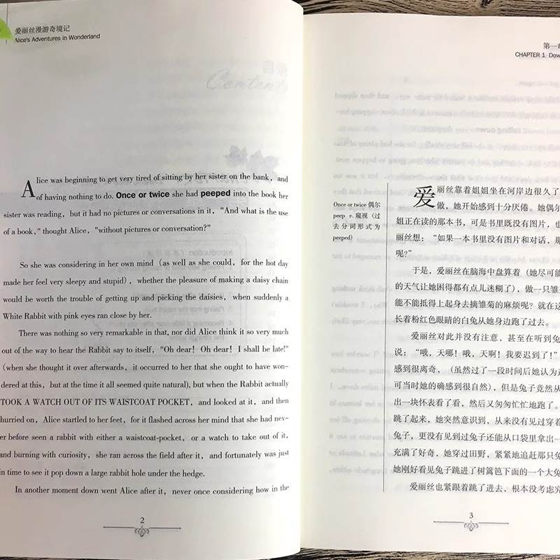 爱丽丝漫游奇境记中英文双语版卡罗尔原著英汉对照中英文经典世界名著外国文学长篇小说英文版原版英语读物初中高中生课外阅读书籍-图2