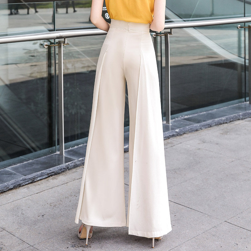 高腰裤显瘦拖地直筒黑色雪纺长裤子 水鹭服饰休闲裤