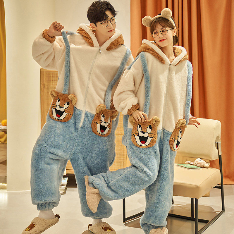 秋冬季情侣珊瑚绒连体衣男式睡衣 仙罗兰服饰睡衣/家居服套装