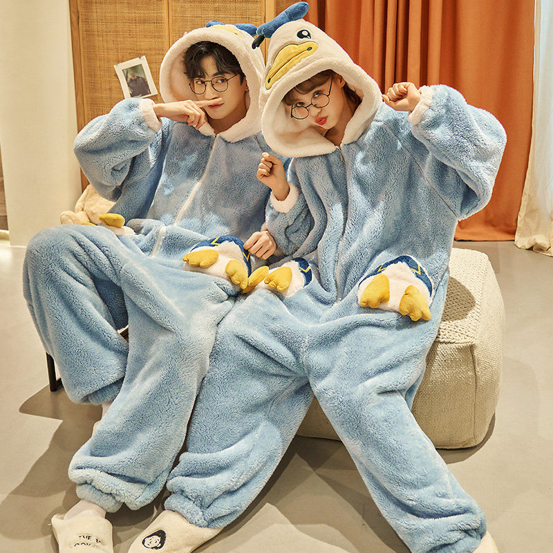 情侣女春秋冬季珊瑚绒加绒男士睡衣 仙罗兰服饰睡衣/家居服套装