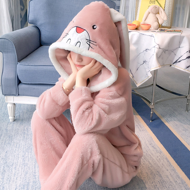 秋冬季法兰绒韩版长袖珊瑚绒睡衣 仙罗兰服饰睡衣/家居服套装