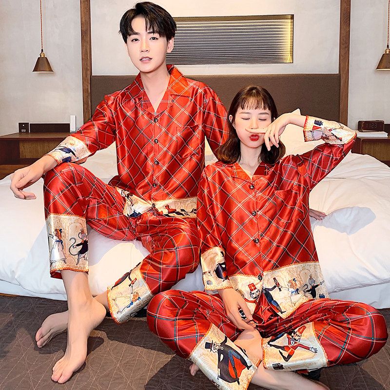 情侣春秋款卡通韩版丝绸男冰丝睡衣 仙罗兰服饰睡衣/家居服套装