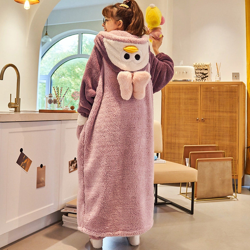 秋冬季加绒法兰绒长款珊瑚绒睡衣 仙罗兰服饰睡衣/家居服套装