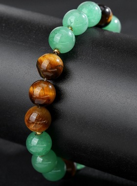 秋冬10mm虎眼绿东陵串珠男士手链