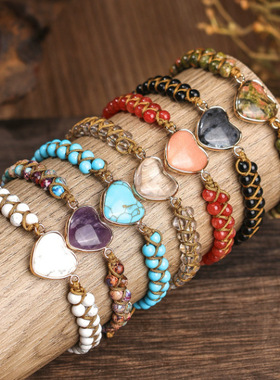 秋冬紫水晶爱心青金图画手链