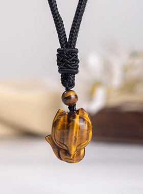 秋冬粉晶狐狸吊坠绳链