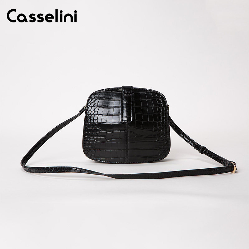 新款日系鳄鱼纹休闲网红女斜挎小包 casselini女士包袋