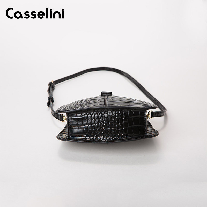 新款日系鳄鱼纹休闲网红女斜挎小包 casselini女士包袋
