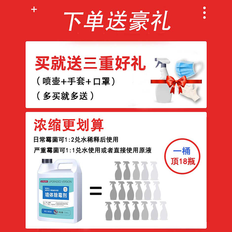 墙体除霉剂 白墙面去霉斑霉菌清洁喷雾家用墙壁发霉处理祛霉神器 - 图1