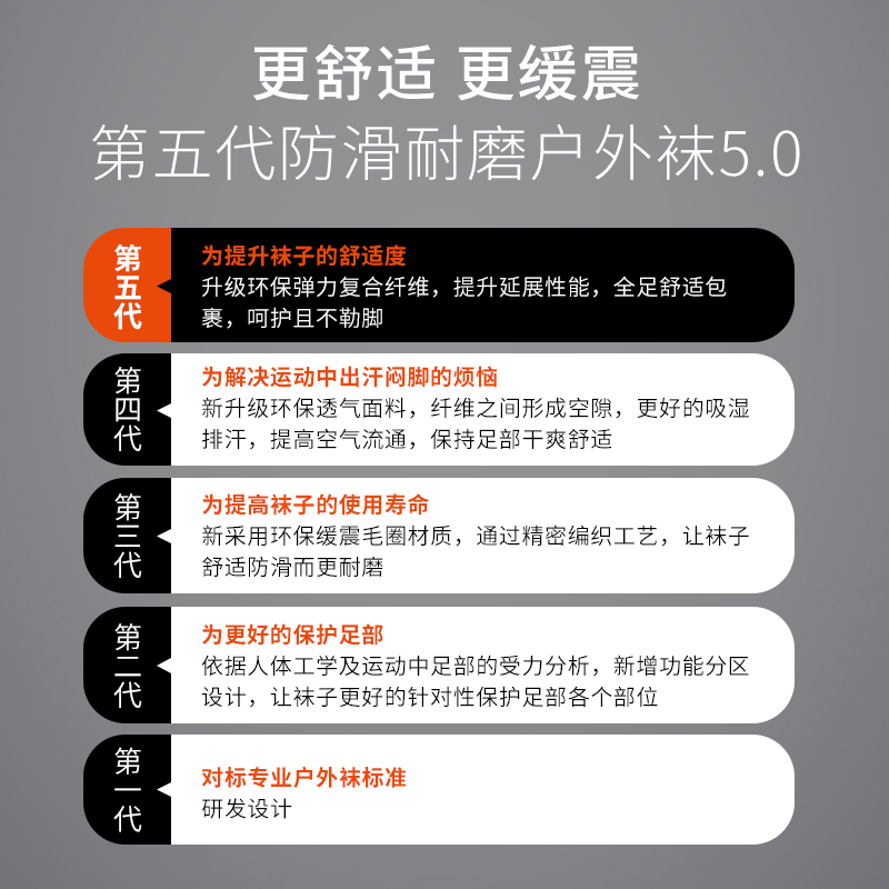 TFO 户外专业中筒加厚舒适袜子男秋冬减震登山越野透气运动徒步袜