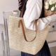 Bolso de paja de verano de gran capacidad estilo de vacaciones de hombro