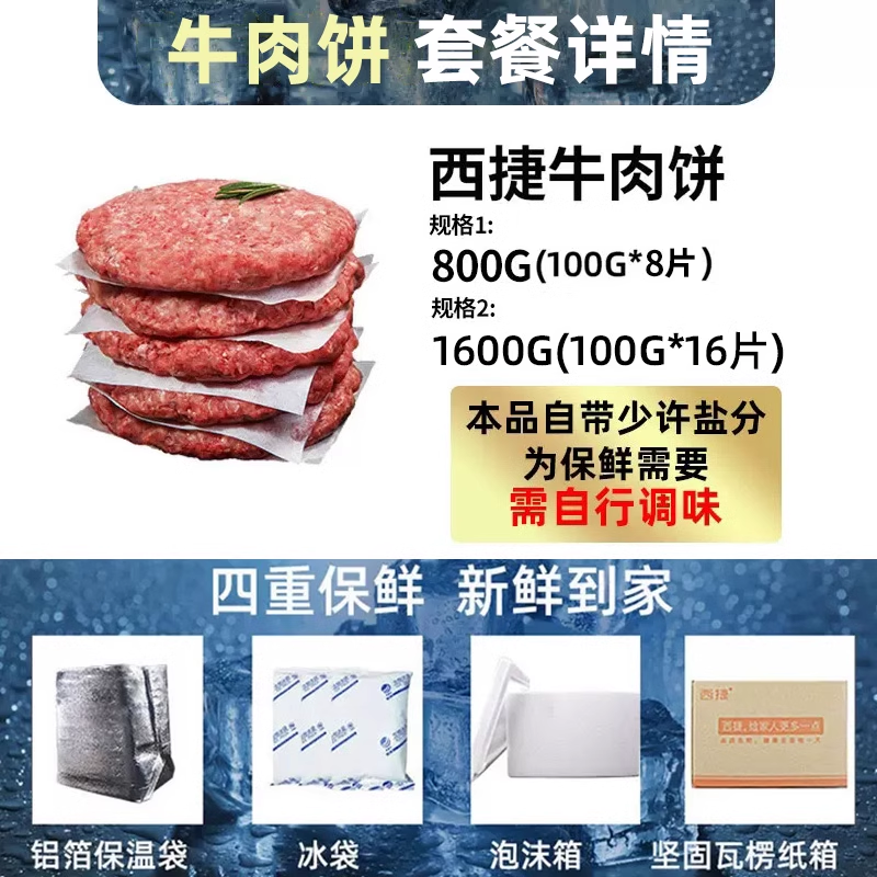 【蜂狂618】西捷安格斯牛肉饼汉堡肉饼西餐儿童食材早餐半成品 - 图2