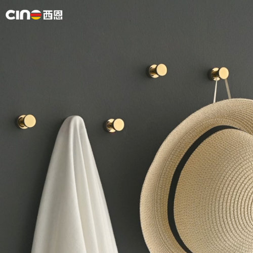 全铜挂衣钩浴室卫生间墙上打孔挂钩衣柜玄关粘钩不锈钢轻奢挂衣架 - 图0