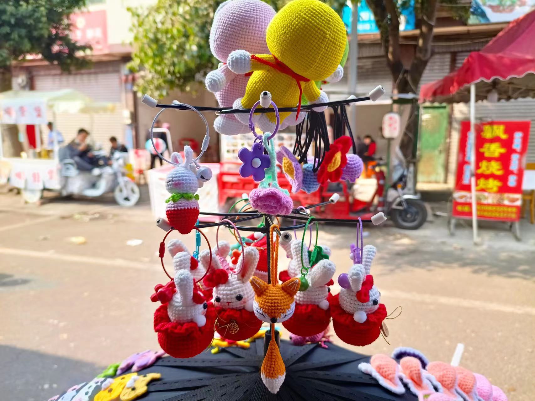 24骨微商地推伞16骨摆摊创业卖头饰伞带挂盘引流发夹饰品展示雨伞 - 图0