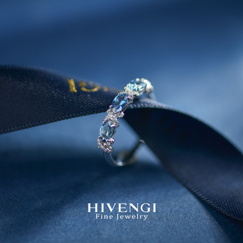 5a grade 18k white gold with certificate natural aquamarine