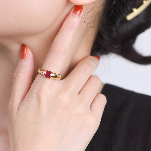 HIVENGI/海梵纪1ct天然缅甸红宝石戒指18K黄金 彩色宝石女戒 - 图3