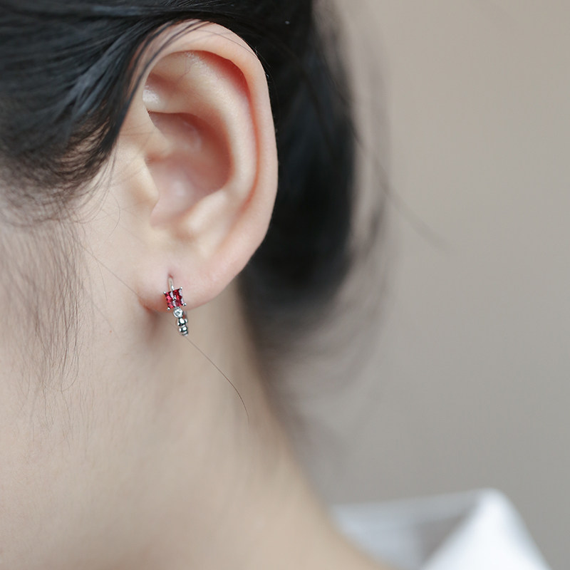 海梵纪斯里兰卡皇家蓝蓝宝石耳环18K金 方形红宝石耳钉镶钻耳夹女,淘宝优惠券,粉丝福利购,淘宝优惠卷