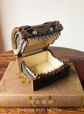 木制怪物宝箱桌面搞怪摆件收纳盒