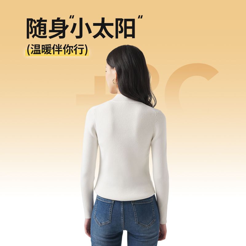热风女装24冬新款女士毛针织衫半高领罗纹打底针织衫
