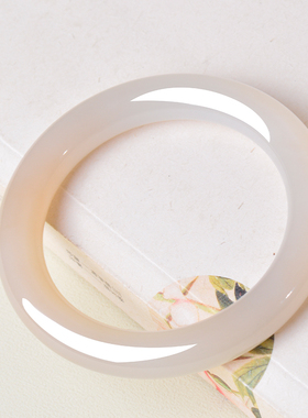 凤飞凰和田玉藕粉渐变圆条手镯