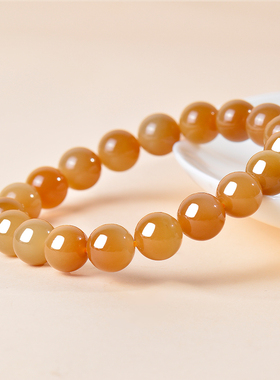 凤飞凰和田玉糖玉圆珠手链情侣款