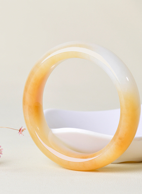 凤飞凰和田玉糖白玉轮胎镯女款