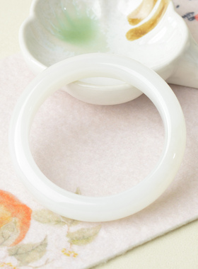 凤飞凰和田玉羊脂白玉手镯女款