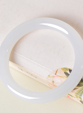 凤飞凰天然和田白玉圆条手镯女款