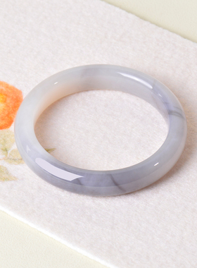 53.8mm和田玉烟紫手镯女款