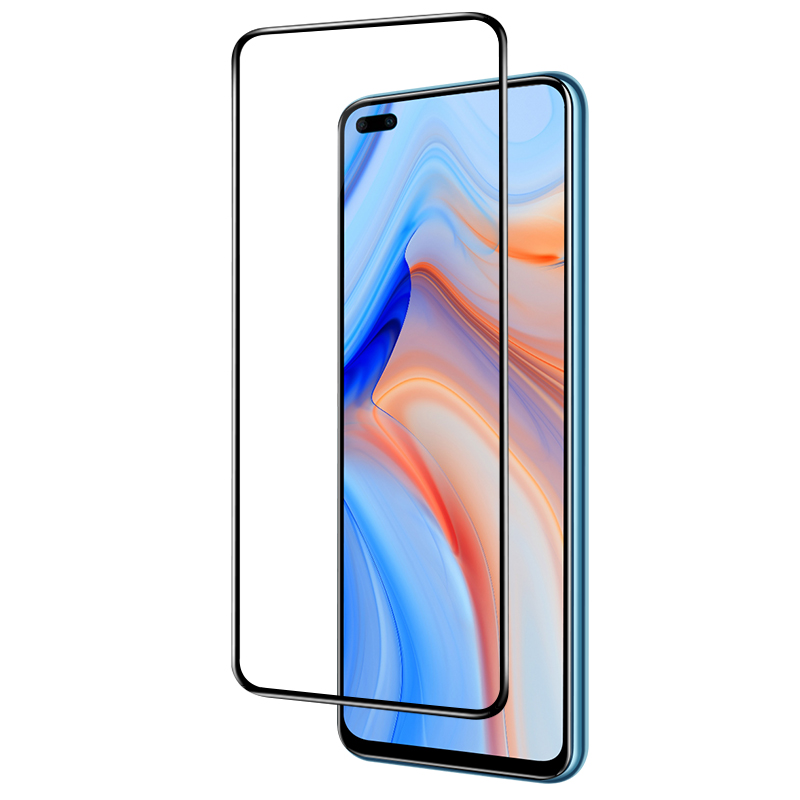 适用oppoReno4钢化膜oppoReno4SE全屏覆盖手机膜Reno4全包防摔Reno4SE护眼蓝光玻璃oppo高清防指纹贴膜黑边5g - 图0