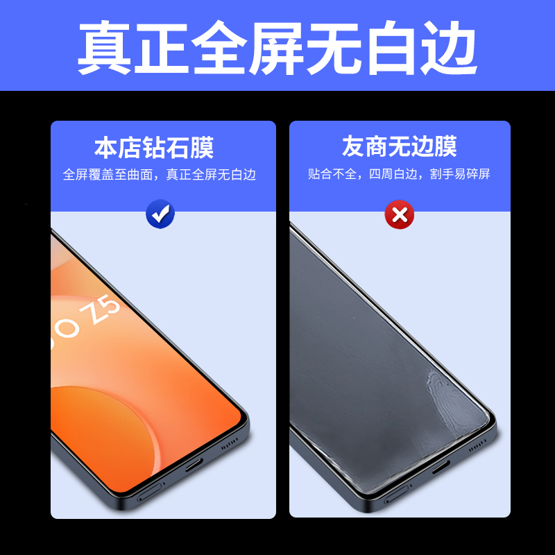 适用iQooZ5钢化膜iQooZ5x全屏覆盖手机膜iq00Z5抗蓝光vivoiqooZ5爱酷Z5x高清iQz5玻璃ipooz5新款iQoo贴膜黑边