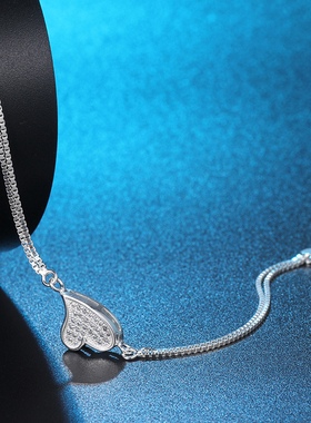 纯银手链韩版时尚ins爱心送女友