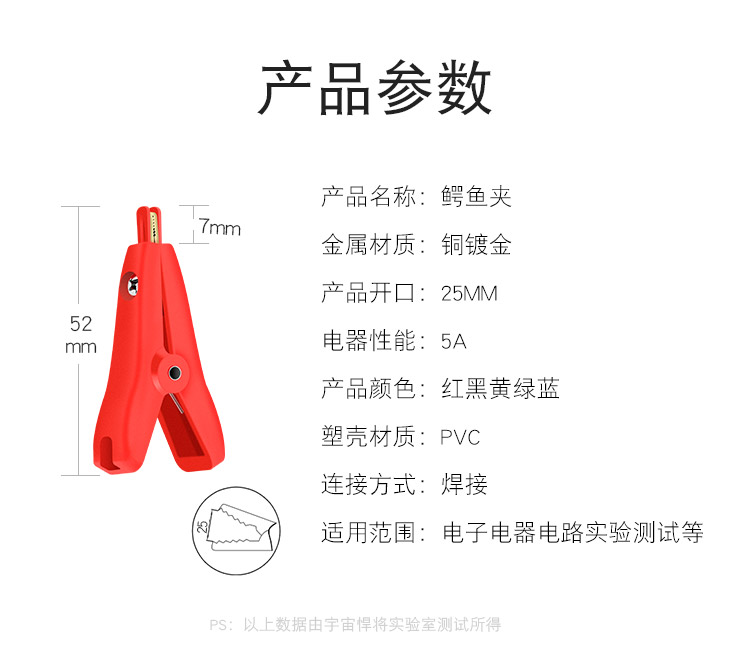 鳄鱼夹黄铜镀金正负两级测试夹LCR开尔文夹低电阻平口夹焊接式 - 图1