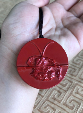 齐天圣玉佩项链台湾原矿朱砂孙悟空吊坠圆牌挂件佛牌护主钥匙扣