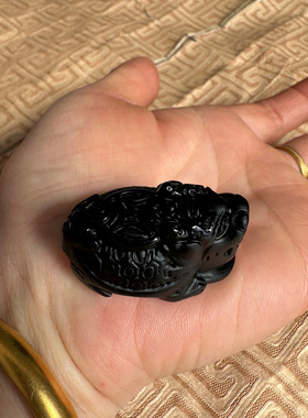 龙龟挂件天然黑曜石项链金钱龟吊坠男女玉石龙头龟钥匙扣送证书