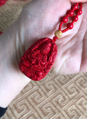 千手观音玉佩项链台湾原色朱砂男女本命年佛牌吊坠红绳守护神挂件