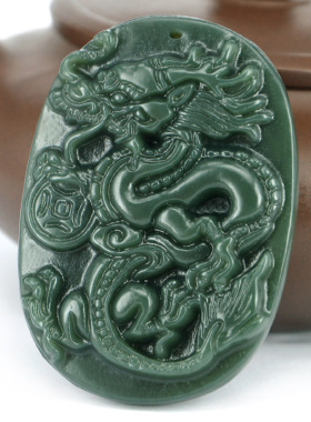 霸王龙生肖挂件证书和田青玉