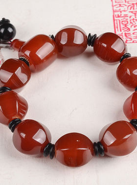红玛瑙玉石佛珠手链送证书