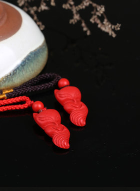 台湾原色帝王红狐狸吊坠送证书