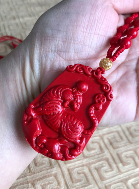 虎牌玉佩项链台湾原色朱砂生肖挂件虎虎生威钥匙扣老虎玉石吊坠