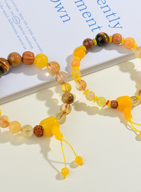 十八籽水晶五行多宝手链金木水火土平衡能量男女情侣网络