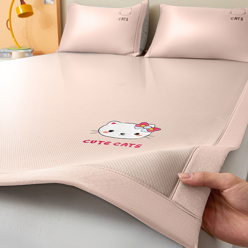 少女冰丝凉席可机洗夏季垫子空调软席子三件套2025新款卡通夏凉垫