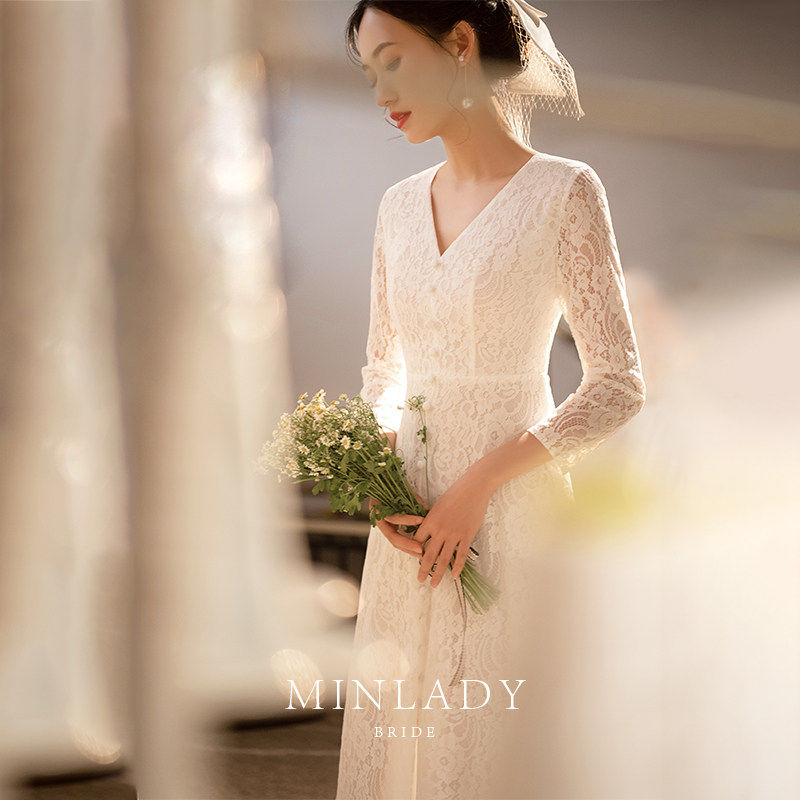 名斓|小梨香轻2020新款简约婚纱裙 名斓婚纱