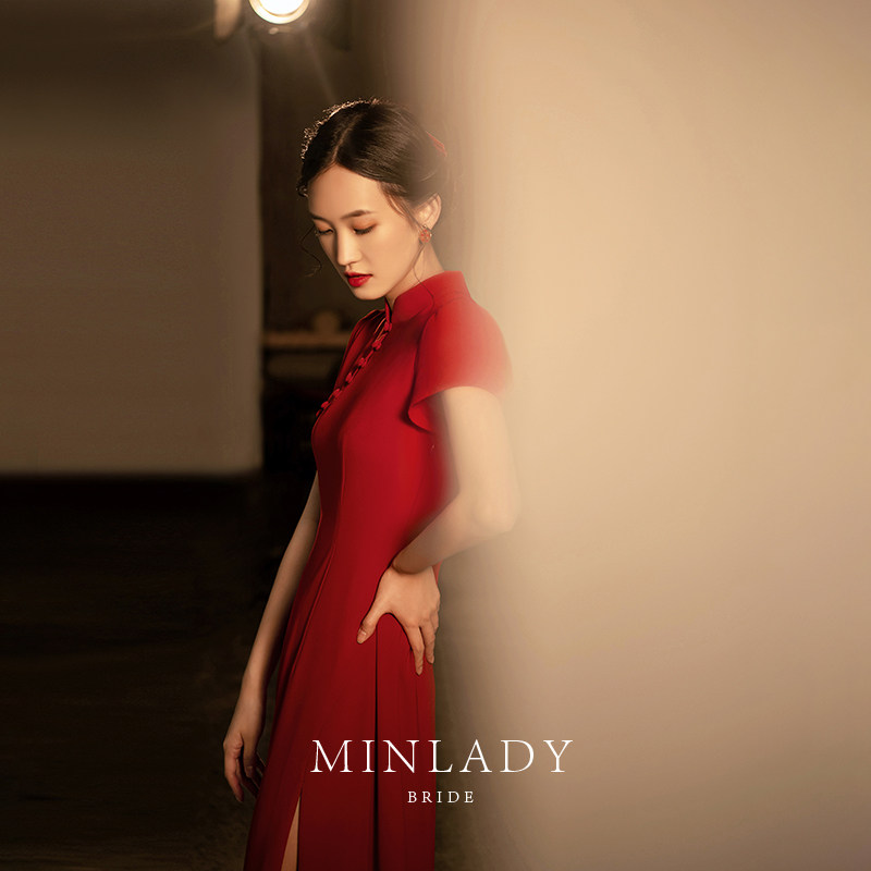 名斓旗袍2020新款中国风新娘敬酒服 名斓旗袍