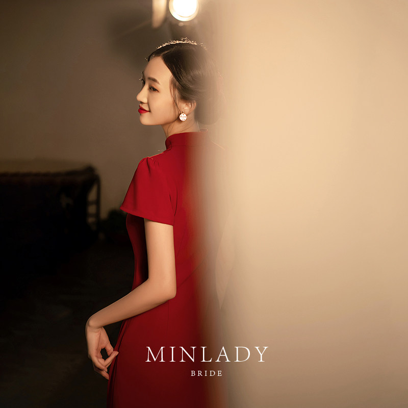名斓旗袍2020新款中国风新娘敬酒服 名斓旗袍