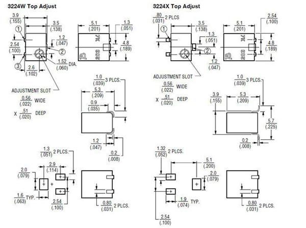 3224W-1-103E贴片可调电位器10R20R50R100R200R500R1K2K5K100K2M-图3